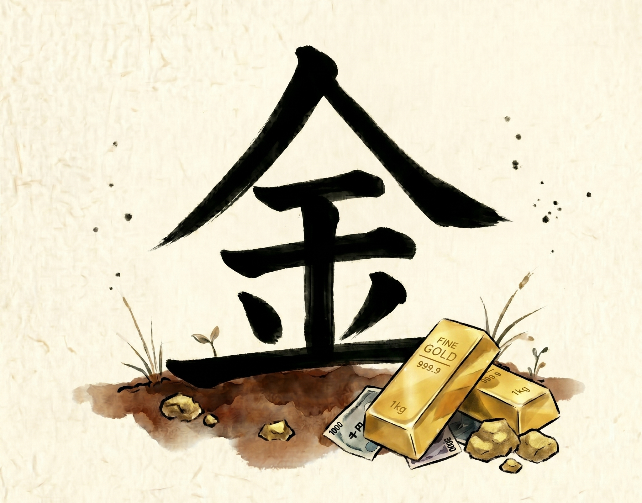 金 etymology illustration