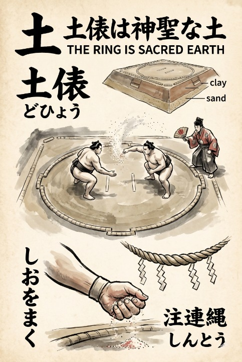 土俵 — the sumo ring is sacred earth